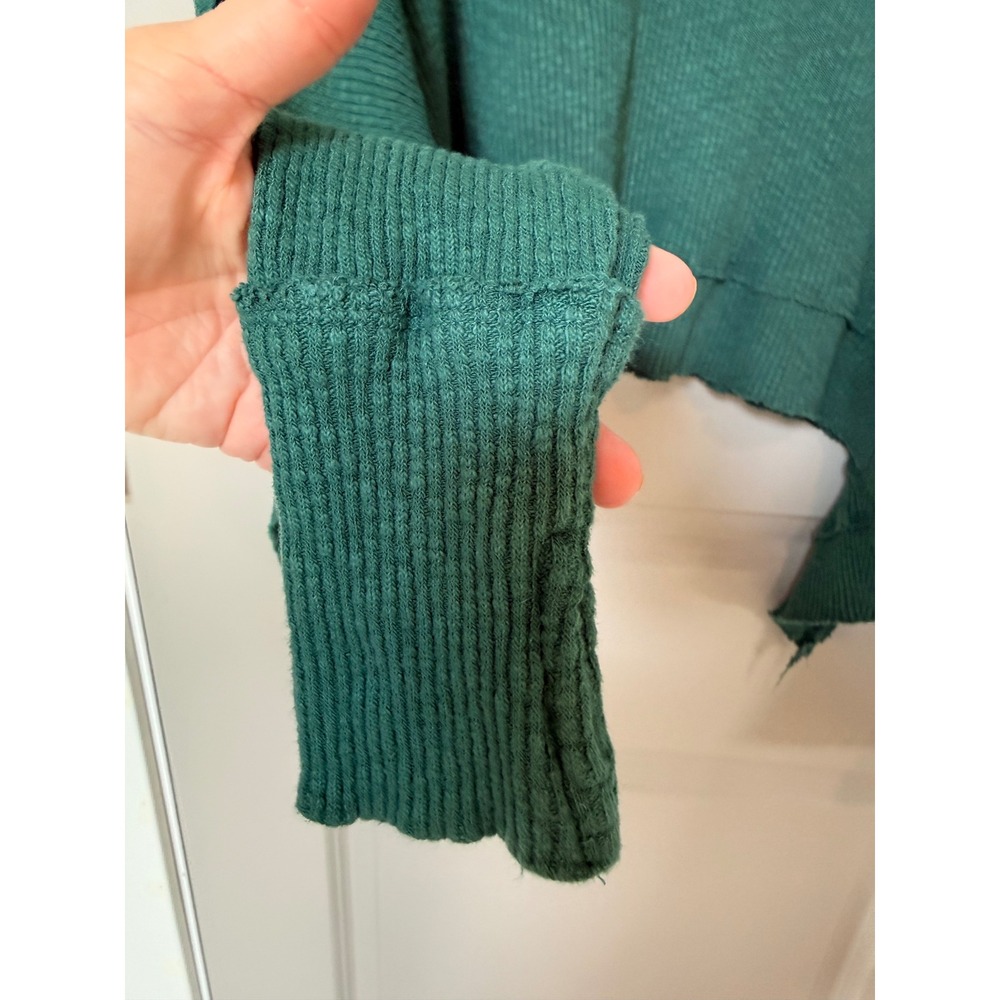 We The Free Free People Mock Neck Thermal Top Teal Green Ribbed Oversized Medium - Picture 4 of 8